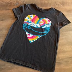 Girls, black graphic T-shirt